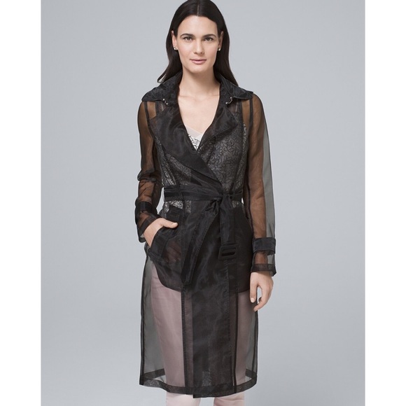 White House Black Market Jackets & Coats Whbm Organza Trench Coat